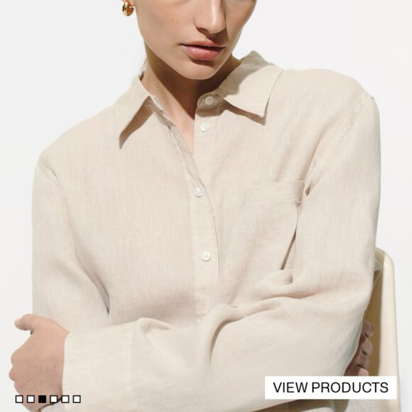 H&M Premium Linen & Cotton Blend Button Down Shirt XS - NEW - Picture 12 of 14